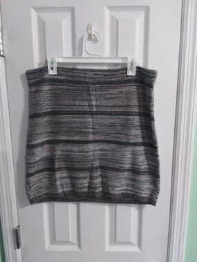 Loft Women's Gray Striped Sweater Knit Skirt